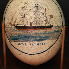 Vintage American Decorated Ostrich Egg, Oil on Shell