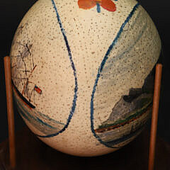 Vintage American Decorated Ostrich Egg, Oil on Shell