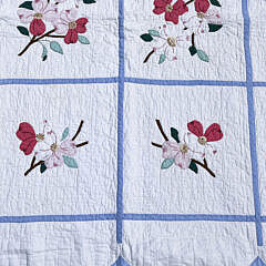 Pair of American Apple Blossom Applique Quilts, circa 1930s