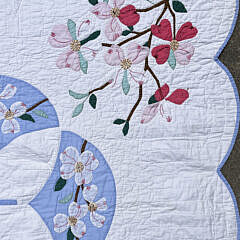 Pair of American Apple Blossom Applique Quilts, circa 1930s