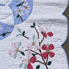 Pair of American Apple Blossom Applique Quilts, circa 1930s