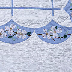 Pair of American Apple Blossom Applique Quilts, circa 1930s