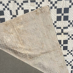 American Antique Blue and White Block and Chain Patchwork Quilt, 19th Century