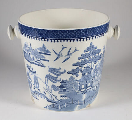 Antique English Blue Willow Basket