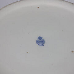 Antique English Blue Willow Ceramic Bucket Pale with Knob Handles