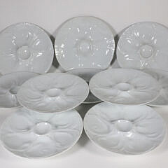 Set of Ten White Blanc de Chin Porcelain Oyster Plates