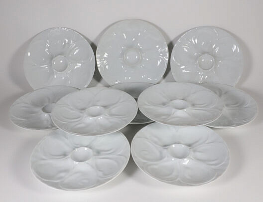 Set of Ten Porcelain Oyster Plates