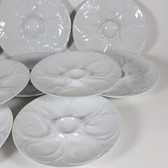 Set of Ten White Blanc de Chin Porcelain Oyster Plates