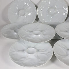 Set of Ten White Blanc de Chin Porcelain Oyster Plates