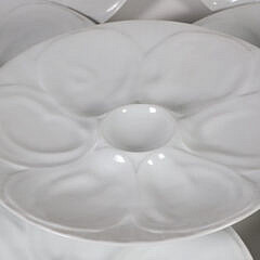 Set of Ten White Blanc de Chin Porcelain Oyster Plates
