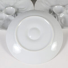 Set of Ten White Blanc de Chin Porcelain Oyster Plates