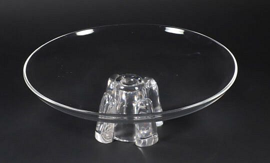 Vintage Signed Steuben Clear Glass Compote