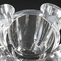 Vintage Signed Steuben Clear Glass Pedestal Compote Bowl, Designed by George Thompson