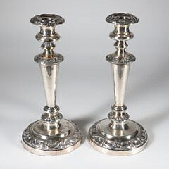 Pair of Silver Plated Candlesticks, 19th Century