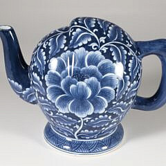 English Blue and White Porcelain Hand Painted Mystery Porcelain Teapot