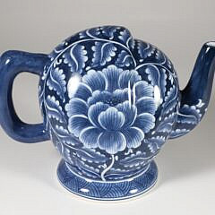 English Blue and White Porcelain Hand Painted Mystery Porcelain Teapot