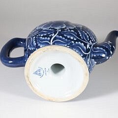 English Blue and White Porcelain Hand Painted Mystery Porcelain Teapot