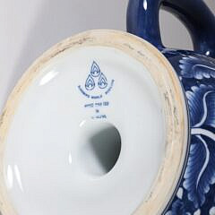English Blue and White Porcelain Hand Painted Mystery Porcelain Teapot