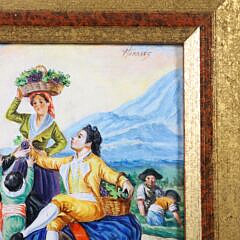 Felipe Herranz Vintage Enamel on Copper Painting “La Vendimia Por Goya”