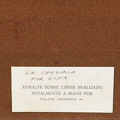 Felipe Herranz Vintage Enamel on Copper Painting “La Vendimia Por Goya”