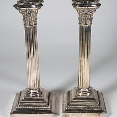 Pair of Antique Gorham Silver Plated Corinthean Column Candlesticks