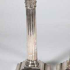 Pair of Antique Gorham Silver Plated Corinthean Column Candlesticks