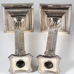 Pair of Antique Gorham Silver Plated Corinthean Column Candlesticks