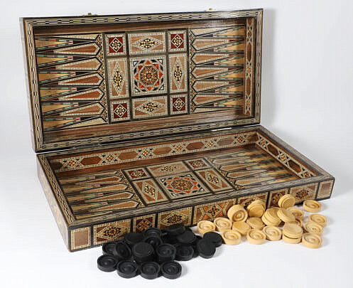 Damascus Inlaid Game Box, 20th Century