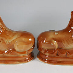 Pair of Staffordshire Ceramic Lions, circa 1900