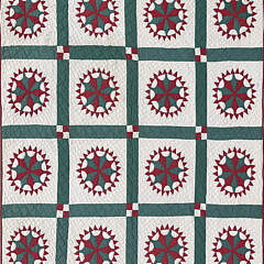 Antique Compass Rose Patchwork Quilt 19th Century