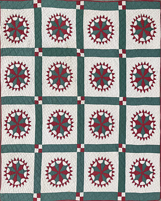 Antique Compass Rose Patchwork Quilt 19th Century