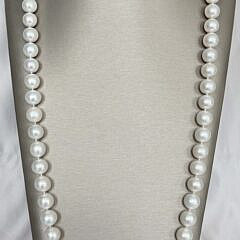 Fine 10mm-13.5mm White Freshwater Pearl Opera Length Necklace, 14k Gold Clasp
