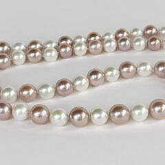 Fine 11mm-14mm White and Pink Freshwater Pearl Necklace, 14k Gold Clasp