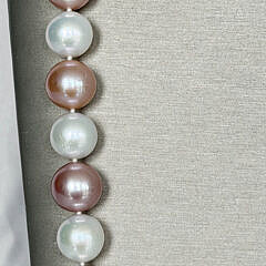 Fine 11mm-14mm White and Pink Freshwater Pearl Necklace, 14k Gold Clasp