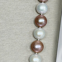 Fine 11mm-14mm White and Pink Freshwater Pearl Necklace, 14k Gold Clasp