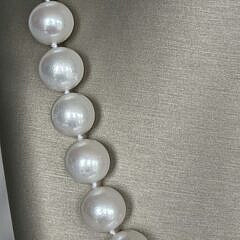 12mm-13.5mm White Freshwater Pearl Necklace, Vermeil Clasp