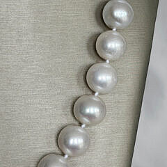 12mm-13.5mm White Freshwater Pearl Necklace, Vermeil Clasp