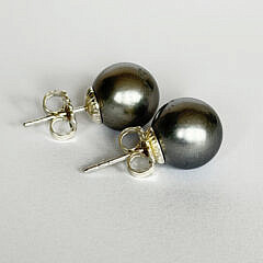 Pair of 10mm Tahitian Grey South Sea Pearl Earrings