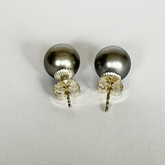 Pair of 10mm Tahitian Grey South Sea Pearl Earrings