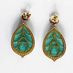 Pair of Amazonite and Zircon Teardrop Earrings
