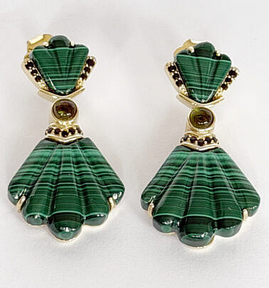 43301 Malachite Fan Earrings A IMG_1055