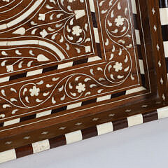 Teak Wood and Bone Elaborately Inlaid Serving Tray