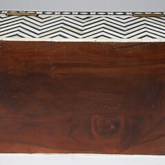 Teak Wood and Bone Geometric Inlaid Box
