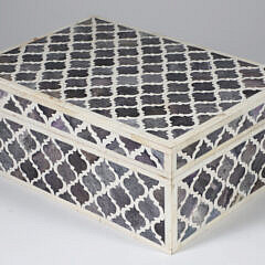 Teakwood and Bone Geometric Inlaid Box