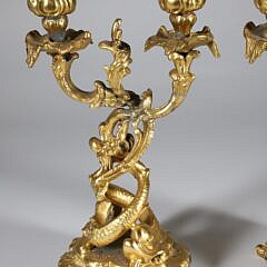Pair of Antique Gilt Bronzed Spelter Candelabrums, 19th Century