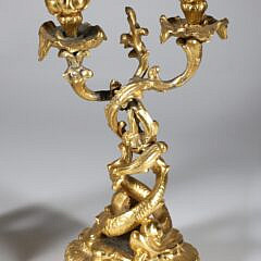 Pair of Antique Gilt Bronzed Spelter Candelabrums, 19th Century