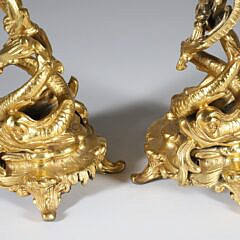 Pair of Antique Gilt Bronzed Spelter Candelabrums, 19th Century
