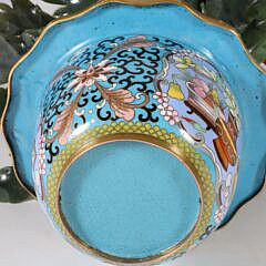 Chinese Contemporary Carved Hardstone and Cloisonné Potted Floral Arrangement