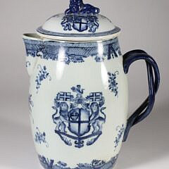 Vintage Chinese Export Porcelain Armorial Blue and White Cider Jug