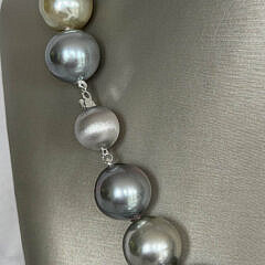Fine 15mm x 17mm Multi-color Tahitian South Sea Pearl Necklace